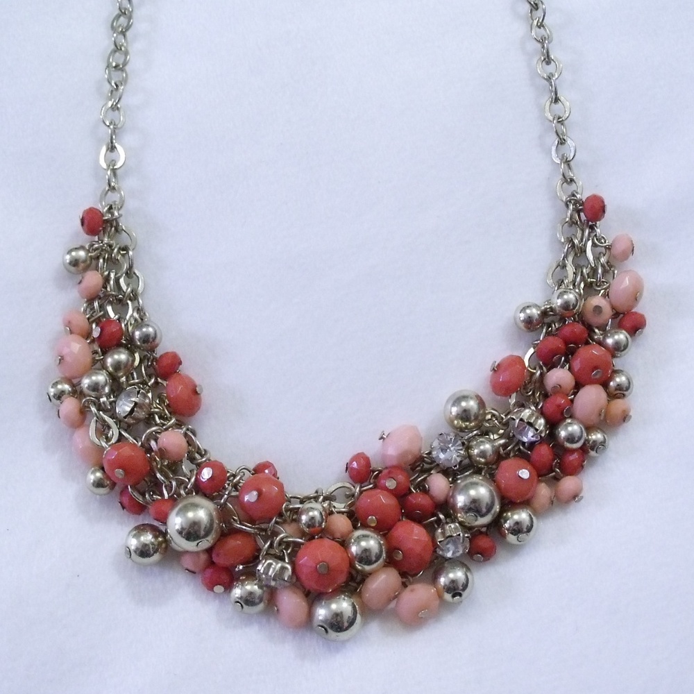 Pink and Gold Beaded Statement Necklace